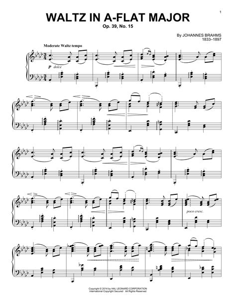 Brahms - Waltz In A Flat Major Op.39 NO.15